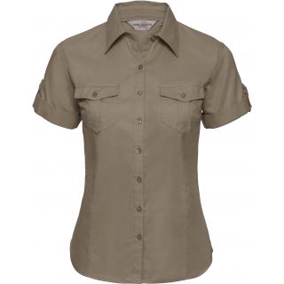 Chemise manches courtes femme twill roll RU919F - Khaki Beige