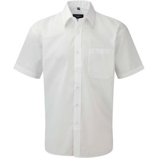 Chemise manches courtes homme Popeline Polycoton RU935M - White
