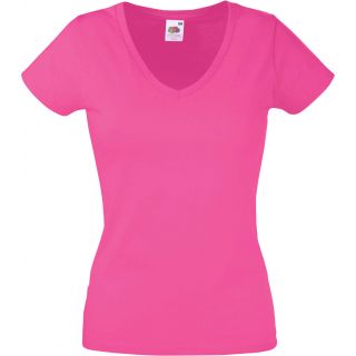 T-shirt femme col V Valueweight SC61398 - Fuchsia
