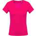 T-shirt femme col V manches courtes K390 - Fuchsia