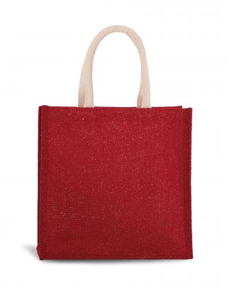 Sac style cabas en toile de jute KI0274 - Cherry Red / Gold