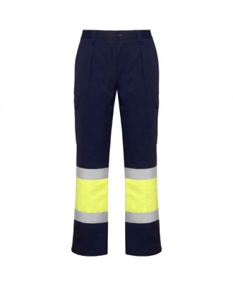 Pantalon haute visibilité multipoches d´hiver SOAN marine/jaune fluo
