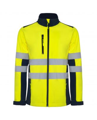 Veste soft-shell bi-couleur haute visibilité ANTARES marine / jaune fluo
