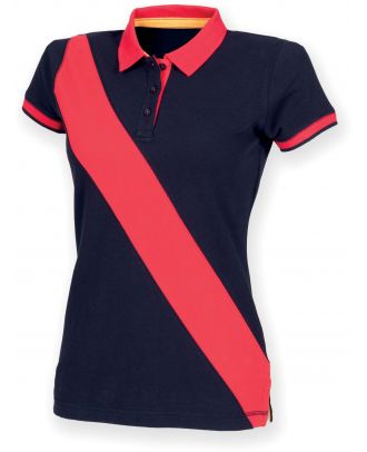 Polo femme diagonal stripe FR213 - Navy / Red