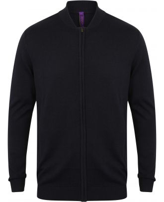 Cardigan Col Bomber H718 - Navy