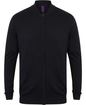 Cardigan Col Bomber H718 - Navy