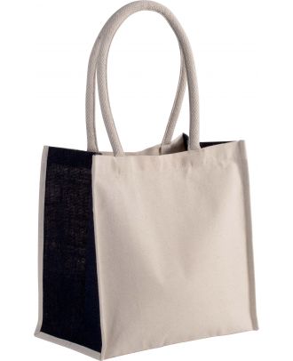 Sac cabas en coton / jute KI0255 - Natural / Black