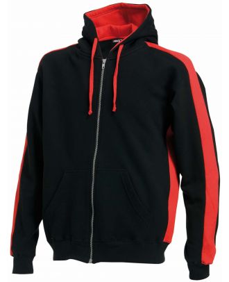 Sweat-shirt zippé à capuche LV330 - Black / Red