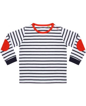 T-shirt bébé manches longues à rayures LW028 - Navy / White