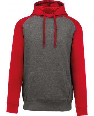Sweat-shirt enfant bicolore capuche PA370 - Grey Heather / Sporty Red