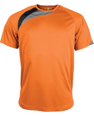 T-shirt unisexe manches courtes sport PA436 - Orange / Black / Storm Grey