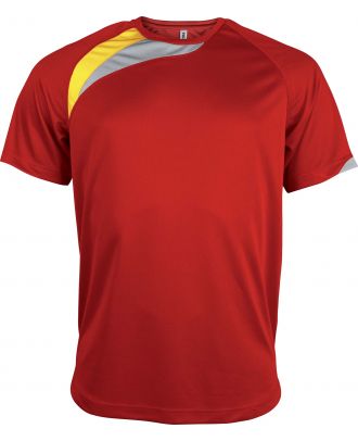 T-shirt unisexe manches courtes sport PA436 - Sporty Red / Sporty Yellow / Storm Grey