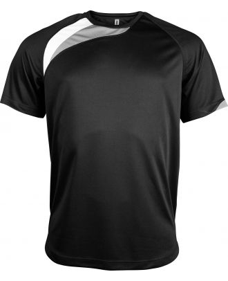 T-shirt sport enfant manches courtes PA437 - Black / White / Storm Grey