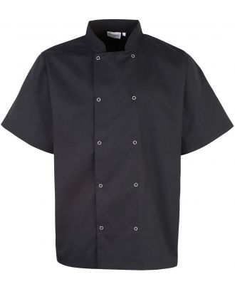 Veste de cuisine manches courtes à boutons pression PR664 - Black