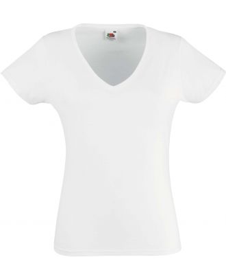 T-shirt femme col V Valueweight SC61398 - White