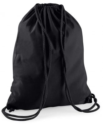 Gymsac en coton W110 - Black / Black - 37 x 46 cm de dos