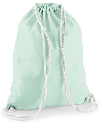 Gymsac en coton W110 - Pastel Mint / White - 37 x 46 cm de dos